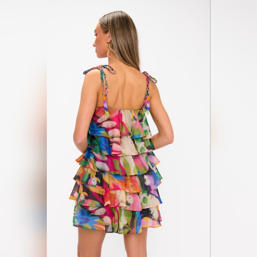 Show Me Your MuMu Rowen Ruffle Dress M Wedding Party Vacation Spring Feminine - Picture 6 of 11